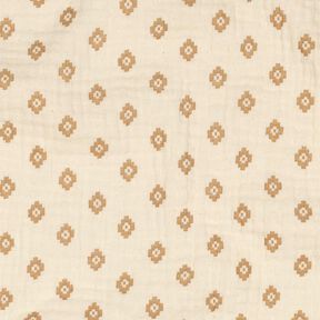 GOTS Muslin/Dubbel-krinkelväv Bohhmiskt diamantmönster  | Poppy Fabrics – kräm/kanel, 