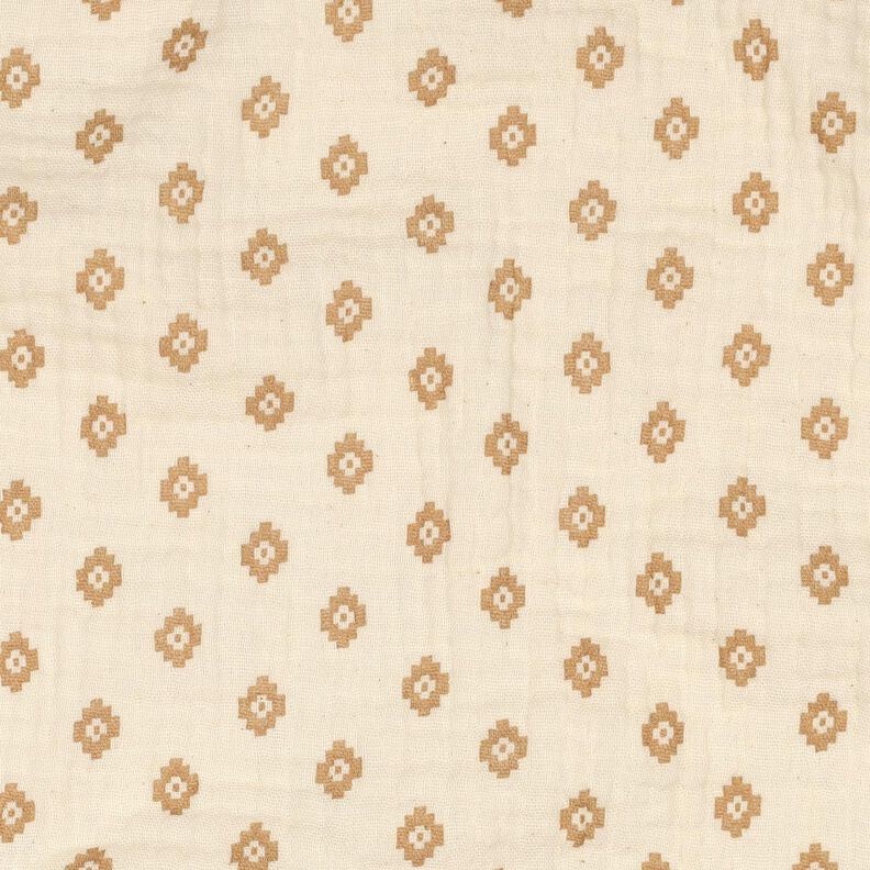 GOTS Muslin/Dubbel-krinkelväv Bohhmiskt diamantmönster  | Poppy Fabrics – kräm/kanel,  image number 2
