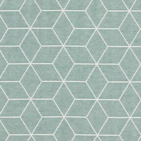 Dekorationstyg Jacquard moderna kuber – vass/elfenbensvit, 