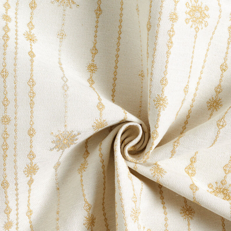 Dekorationstyg Jacquard Lurex Girlang av snöflingor – ljusbeige/guld, image number 3