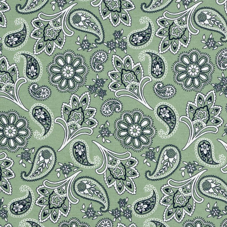 Bomullsjersey Paisley – vass/vit, image number 1