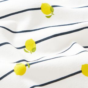 Bomullsjersey ränder och citroner – yllevit, 