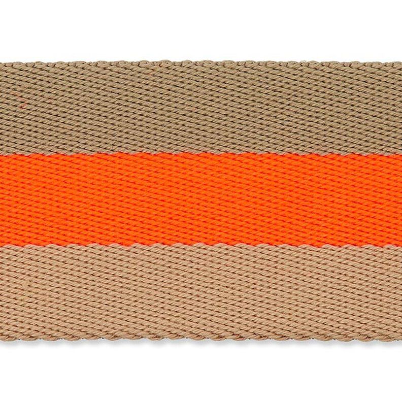 Väskband/bältesband Neon [ 40 mm ] – neonorange/beige,  image number 1