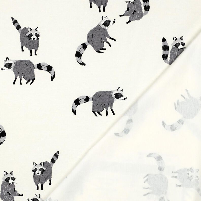 Bomullsjersey tvättbjörnar Digitaltryck | Poppy Fabrics – yllevit, image number 4
