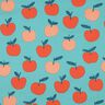 Bomullspoplin stora äpplen | Poppy Fabrics – aquablått/lax,  thumbnail number 1