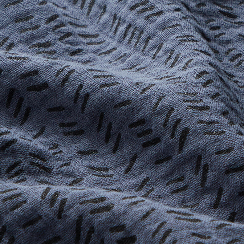 Muslin/Dubbel-krinkelväv streckad sicksack – nattblå,  image number 2