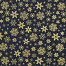 Bomullstyg Poplin snökristaller – nattblå/guld,  thumbnail number 1