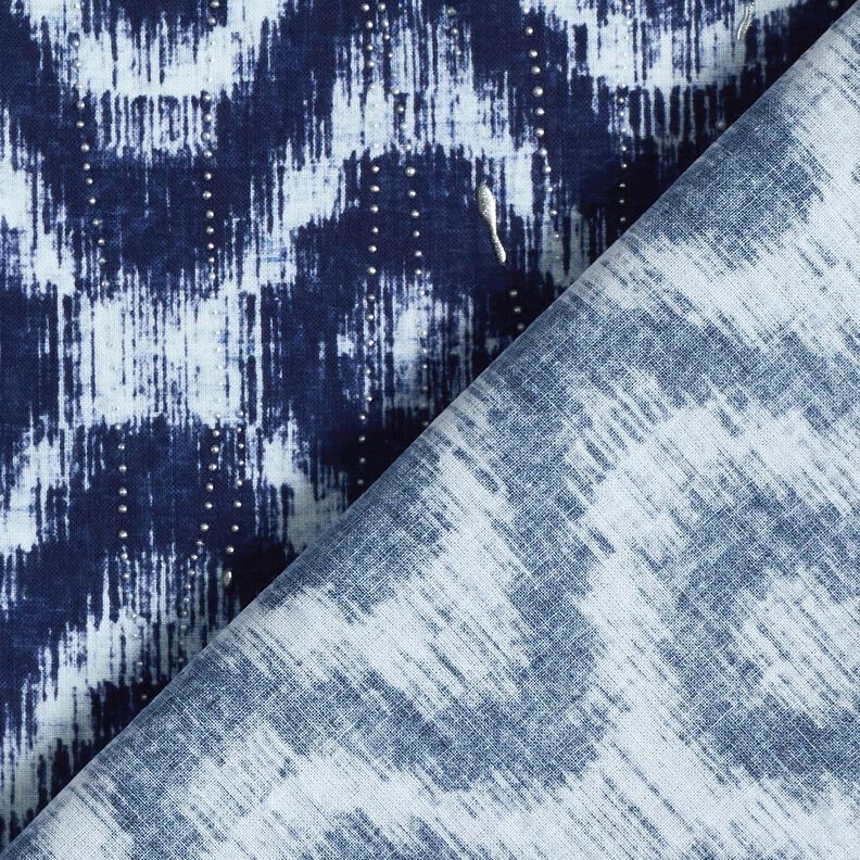 Bomullspoplin Diamanter & glitterdroppar – indigo/vit,  image number 4
