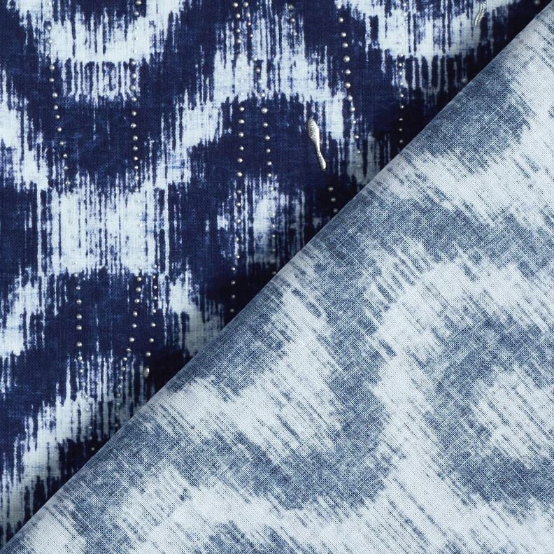 Bomullspoplin Diamanter & glitterdroppar – indigo/vit, image number 4