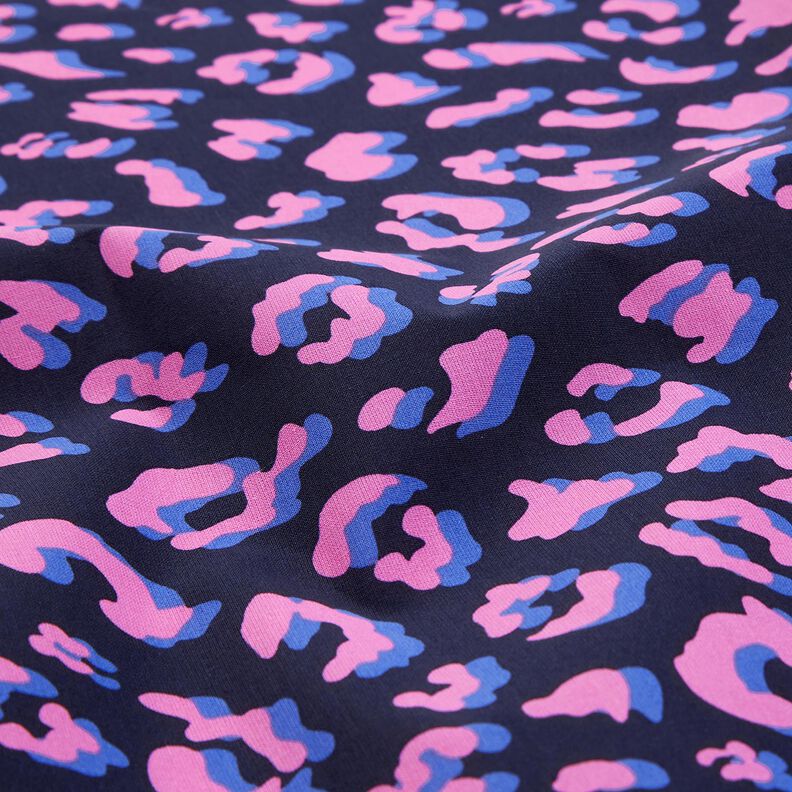 Behandlad bomull Abstrakt Lejon | Poppy Fabrics – nattblå/pink, image number 2