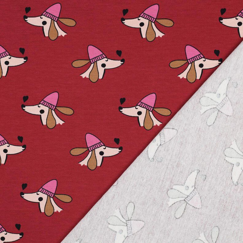 Sommarsweat hund med hatt | Poppy Fabrics – mörkröd/pink,  image number 3