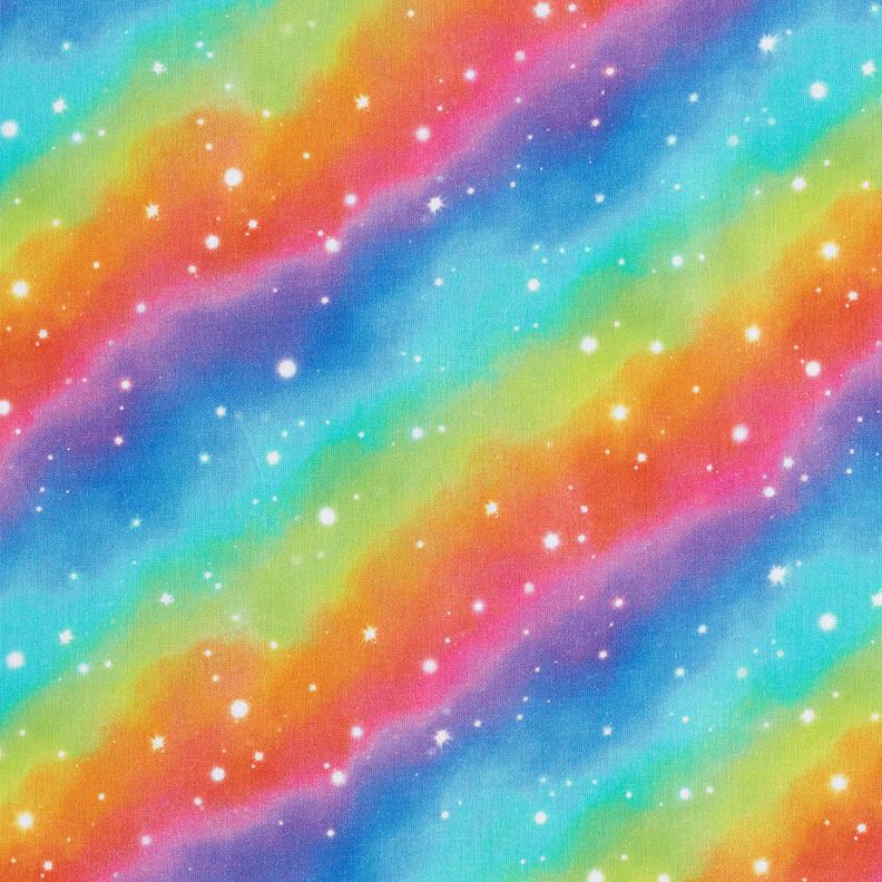 Bomullspoplin regnbågs-stjärnstoft Digitaltryck – kungsblått/färgmix,  image number 1