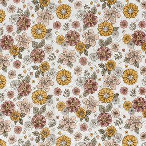 Muslin/Dubbel-krinkelväv retro-blommor – vit, 