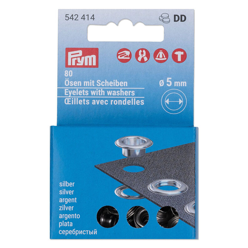 Öljetter med brickor påfyllnadskit [80 stycken | Ø 5 mm] | Prym – silvermetallic,  image number 1
