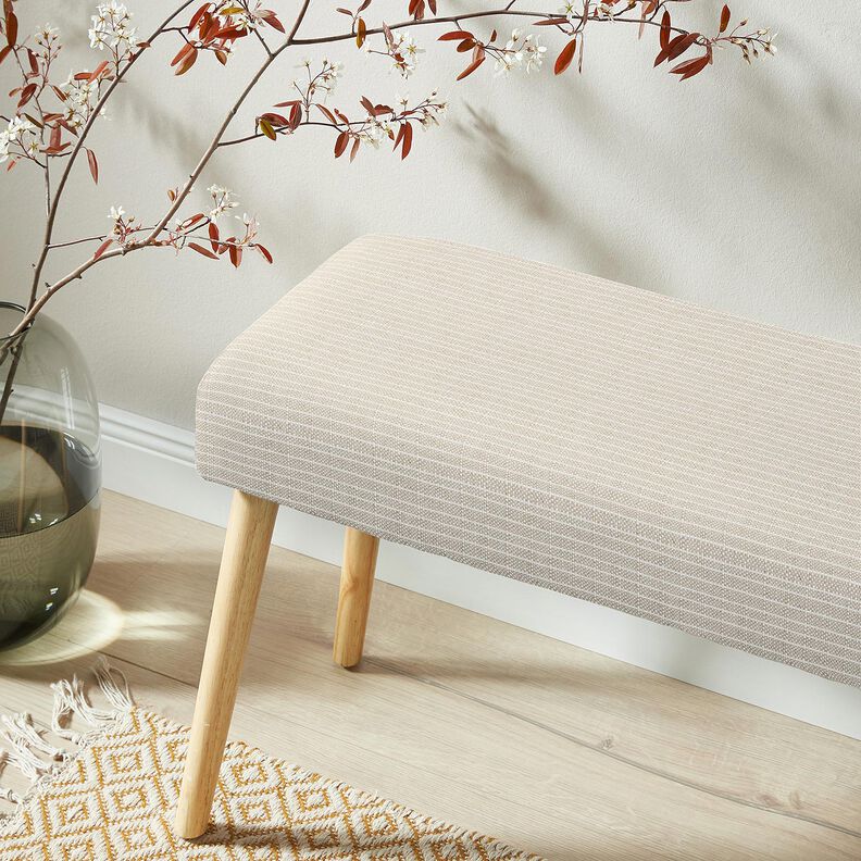 Dekorationstyg Panama subtil rand &ndash; natur/ljusbeige,  image number 5