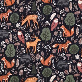 Sweatshirt Ruggad djur i skogen Digitaltryck | Poppy Fabrics – nattblå, 