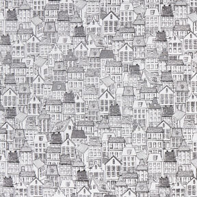 Dekorationstyg Jacquard by i linjekonst – svart/vit, 