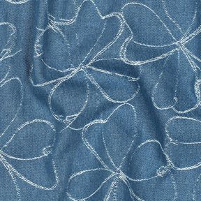 Jeans Jacquard blommor | Poppy Fabrics – jeansblå, 