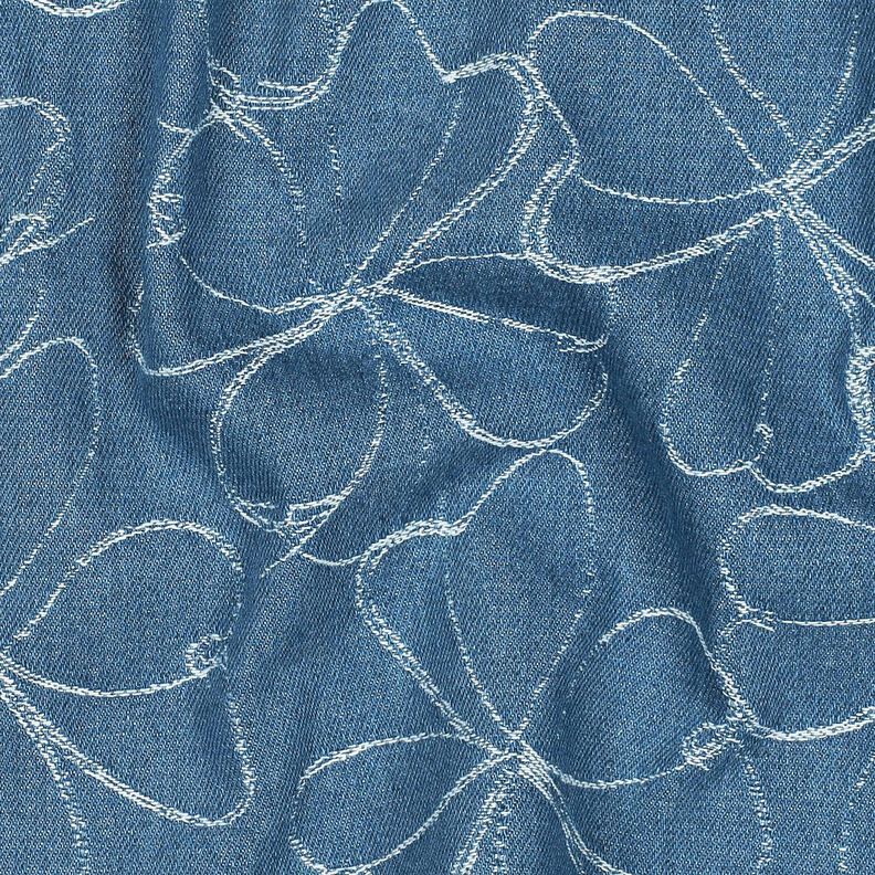 Jeans Jacquard blommor | Poppy Fabrics – jeansblå,  image number 2