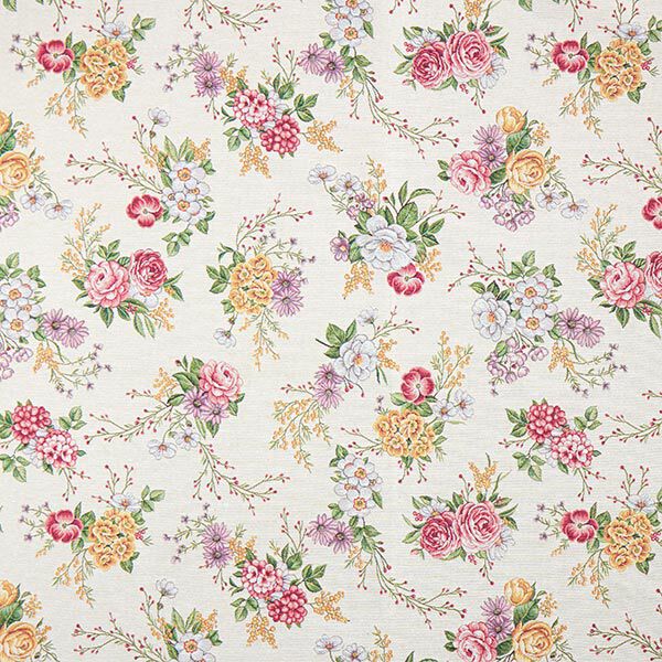 dekorationstyg gobeläng blandade blommor – yllevit/fläder, image number 1