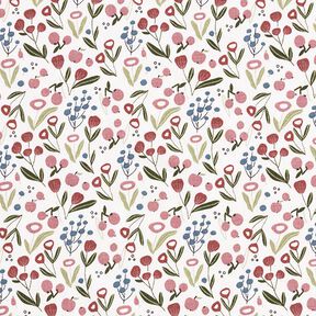 Bomullsjersey Blomsteräng med äpplen – yllevit, 