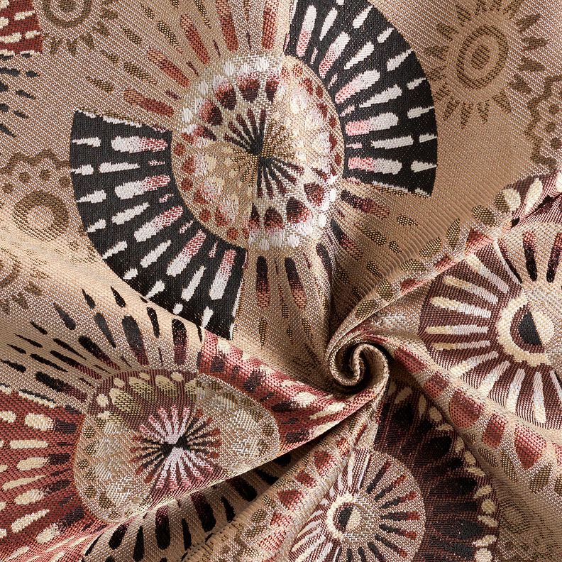Dekorationstyg Jacquard Elegant mandala – mörk gråbrun/burgunder, image number 3