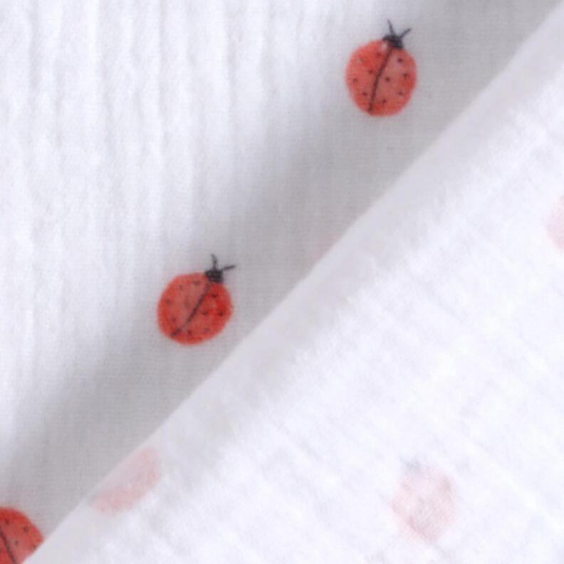 Muslin/Dubbel-krinkelväv Nyckelpiga Digitaltryck | Poppy Fabrics – vit, image number 4