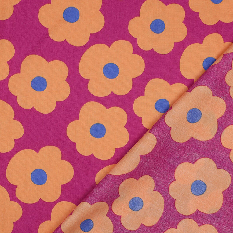 Bomullspoplin Big Flower | Nerida Hansen – rödlila/apricot,  image number 4
