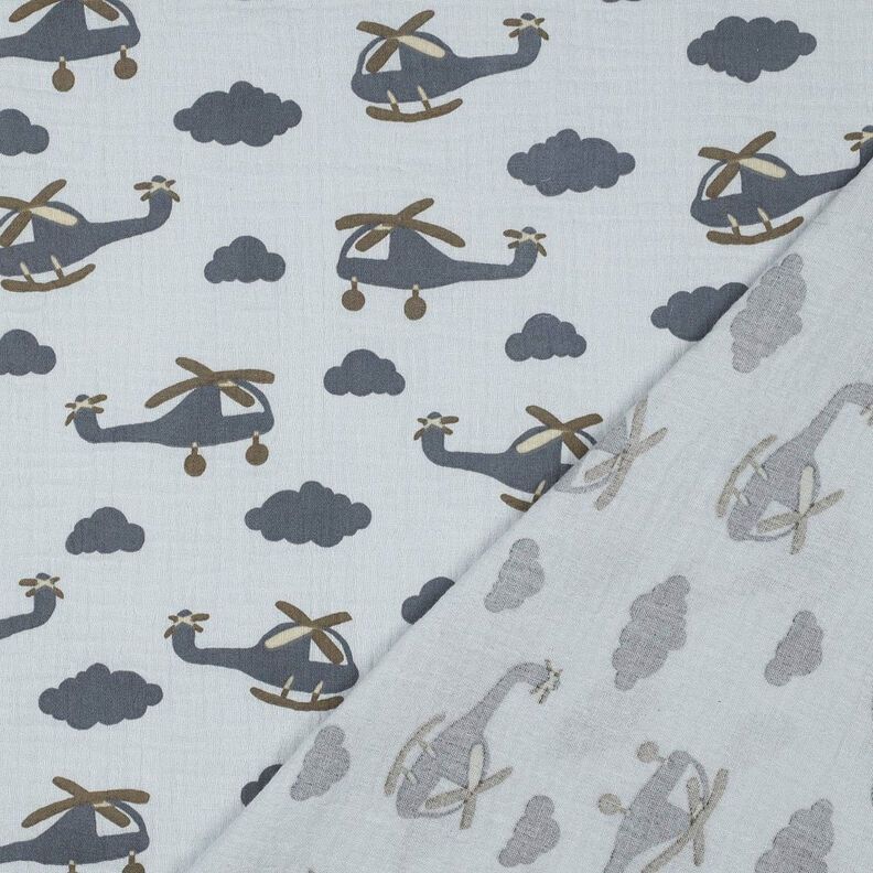 Muslin/Dubbel-krinkelväv Helikopter | by Poppy – babyblått/skiffergrått,  image number 4