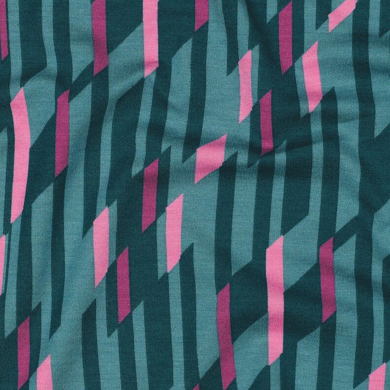 Romanitjersey Abstrakta romber – petrol/rosa,  image number 2