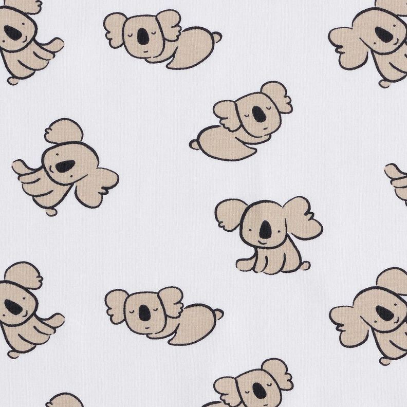 GOTS Bomullsjersey Koalabjörn | Poppy Fabrics – vit/mandel,  image number 1
