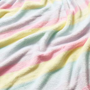 Mysfleece pastellfärgade regnbågsränder – ljusgul/rosa, 