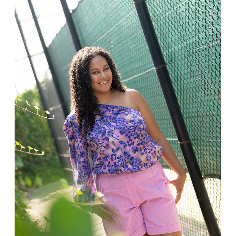 Bomullssatin akvarellblommor Digitaltryck | Poppy Fabrics – cashew/lila,  image number 5