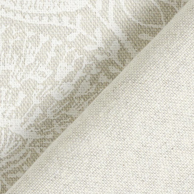 Dekorationstyg Halvpanama Blommig paisley – natur/vit,  image number 4