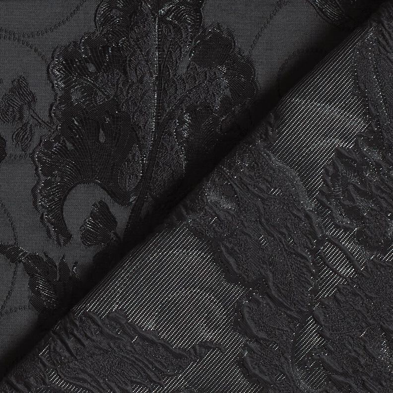Klädtyg jacquard Brokad blommor – svart,  image number 4