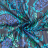 Chiffongsatin glitterränder paisleyblommor – turkos/svart,  thumbnail number 4