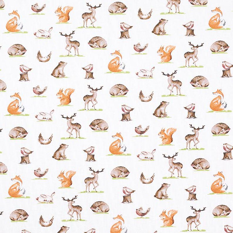 Ekologisk bomullsjersey akvarell-skogsdjur – yllevit,  image number 1