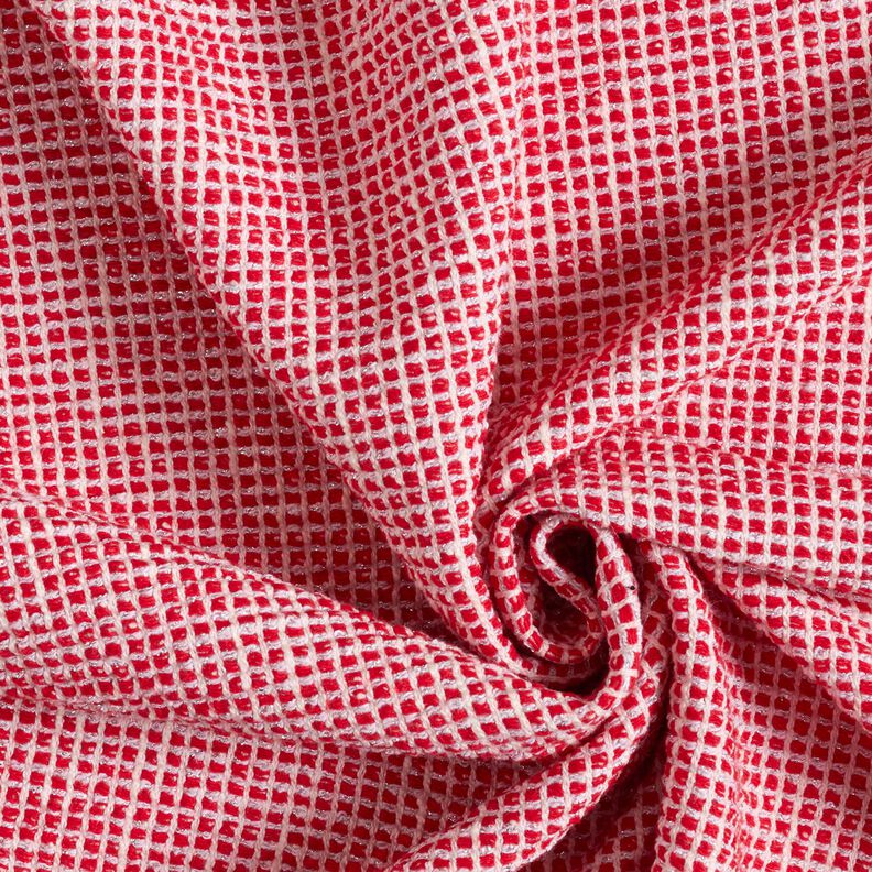 Bouclé bomullsmix struktur – rött/vit,  image number 3