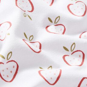 Bomullsjersey stiliserade jordgubbar – vit/rosa, 