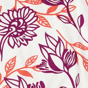 Viskos-linne-mix Blommor | Poppy Fabrics – elfenbensvit/druva, 