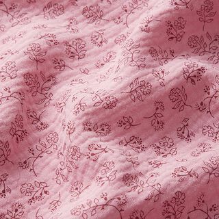Muslin/Dubbel-krinkelväv små blomrankor – rosa, 