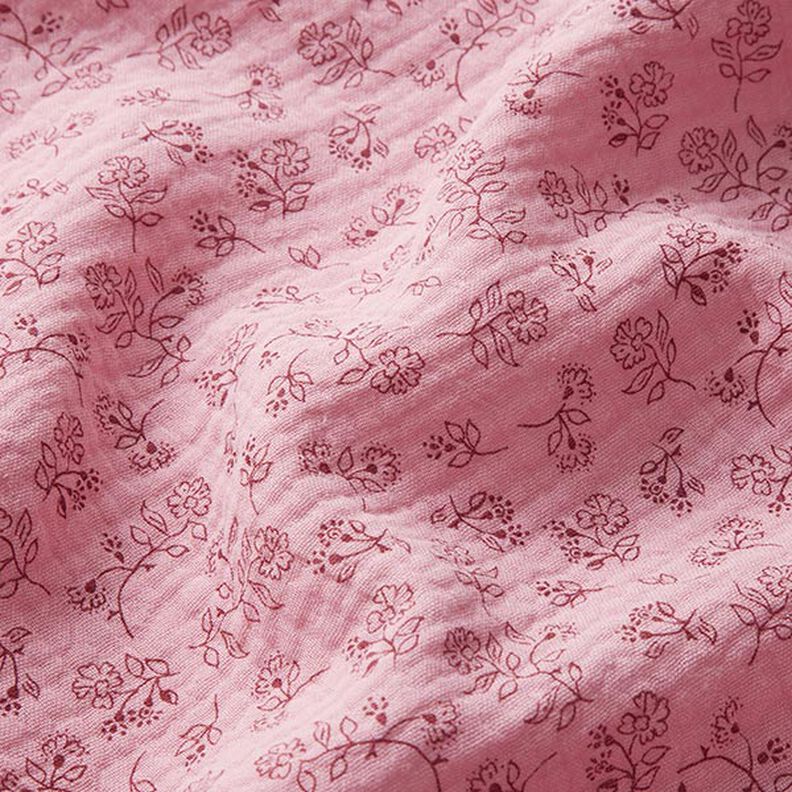Muslin/Dubbel-krinkelväv små blomrankor – rosa,  image number 2