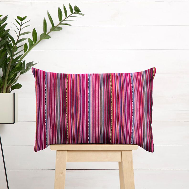 Dekorationstyg Jacquard smala ränder – purpur/bär, image number 6