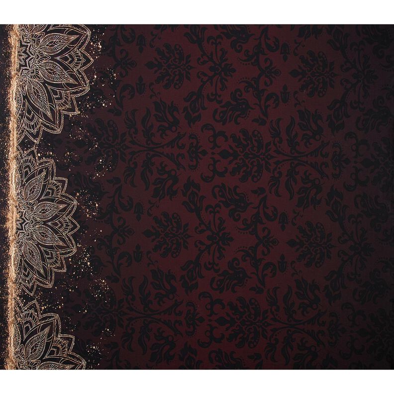 BomullsjerseyBrodyrtyg mandala med guldprickar | Glitzerpüppi – svartbrun/guld,  image number 5