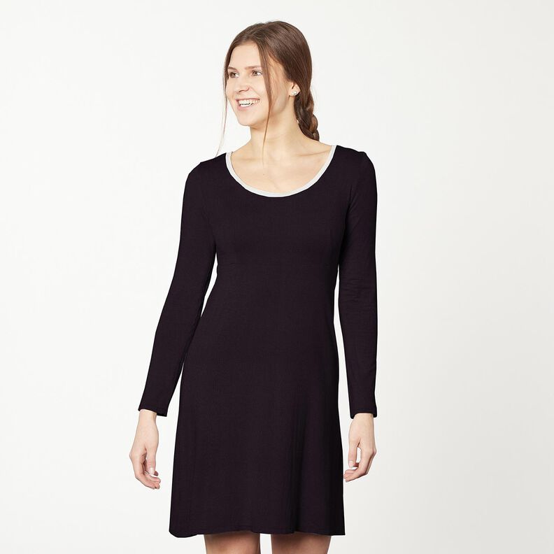 Ribbad jersey fint 2-1-1-1 revbensm&ouml;nster &ndash; svart,  image number 7