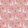 Bomullspoplin Gäss på ängen – rosa,  thumbnail number 1