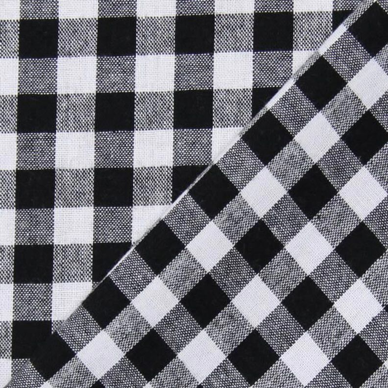 Bomullstyg Vichy rutig 1 cm – svart/vit,  image number 3
