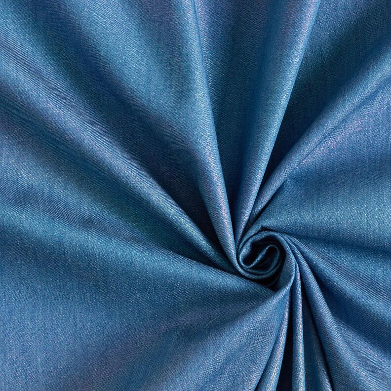 Chambray Regnbågsskimmer Folietryck | Poppy Fabrics – jeansblå/färgmix,  image number 3