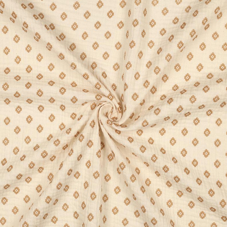 GOTS Muslin/Dubbel-krinkelväv Bohhmiskt diamantmönster  | Poppy Fabrics – kräm/kanel,  image number 3