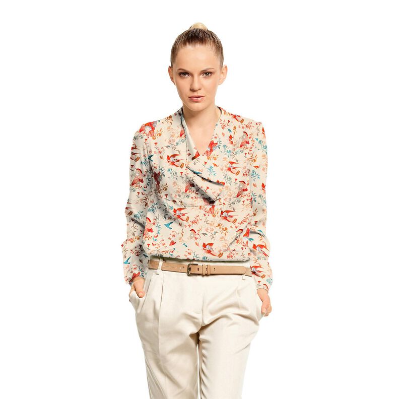 LENZING™ ECOVERO™ viskostyg Fåglar och älvor | Katia Fabrics – kräm/eldröd, image number 6